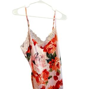 Floral Lace Trim Slip Dress